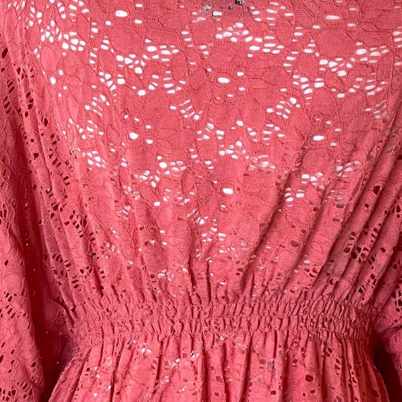 Passion Concepts Orange Lace Bat-wing Sleeves, Scoop neck Top Size Large - Picture 5 of 8